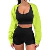 imageANRABESS Womens Cropped Sweatshirt Long Sleeve Bolero Cardigan Open Front Shrug Workout Thumb Hole Y2K Tops Preppy ClothesNeon Green