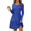 imageANRABESS Womens Long Sleeve Ribbed Short Dresses 2025 Fall Knit A Line Flowy Tiered Casual Mini Sweater Dress with PocketsBlue