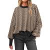 imageANRABESS Womens Oversized Sweaters Fall 2025 Fashion Crewneck Batwing Long Sleeve Side Slit Knit Pullover Sweater TopsWave Brown