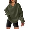 imageANRABESS Womens Oversized V Neck Sweatshirt Fleece Long Sleeve Hoodies Pullover Comfy Top Outfits 2025 Teen Preppy ClothesArmy Green