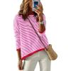 imageANRABESS Womens Striped Sweaters Long Sleeve Top Crewneck Color Block Casual Loose Knitted Pullover Shirts 2025 Fall OutfitsRed White Pink