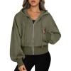 imageANRABESS Womens Zip Up Hoodies Cropped Sweatshirts Casual Comfy Cute Zip Jackets Fashion Trendy Fall Outfits 2025 Y2K ClothesArmy Green