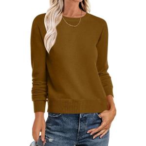imageANRABESS Sweater for Women Long Sleeve Crewneck 2025 Fall Winter Soft Loose Fit Basic Knit Pullover Sweaters Top OutfitsCaramel