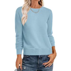 imageANRABESS Sweater for Women Long Sleeve Crewneck 2025 Fall Winter Soft Loose Fit Basic Knit Pullover Sweaters Top OutfitsLight Blue