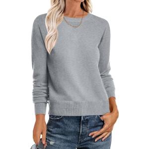 imageANRABESS Sweater for Women Long Sleeve Crewneck 2025 Fall Winter Soft Loose Fit Basic Knit Pullover Sweaters Top OutfitsLight Gray