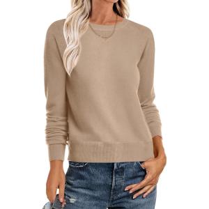 imageANRABESS Sweater for Women Long Sleeve Crewneck 2025 Fall Winter Soft Loose Fit Basic Knit Pullover Sweaters Top OutfitsWarm Khaki