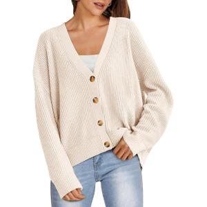 imageANRABESS Women Cardigan Sweaters 2024 Fall Oversized Button Open Front Knit Lightweight Cardigans Fall Outfits OuterwearBeige