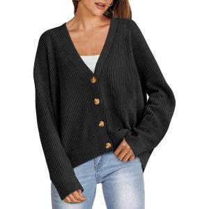 imageANRABESS Women Cardigan Sweaters 2024 Fall Oversized Button Open Front Knit Lightweight Cardigans Fall Outfits OuterwearBlack