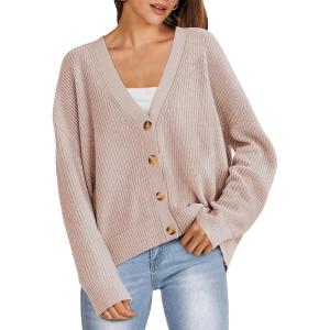 imageANRABESS Women Cardigan Sweaters 2024 Fall Oversized Button Open Front Knit Lightweight Cardigans Fall Outfits OuterwearPink