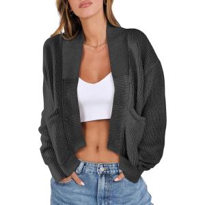 imageANRABESS Women Jackets Sweaters Long Sleeve Open Front Loose Lightweight Knit Cropped Cardigan 2025 Fall Trendy CoatsBlack