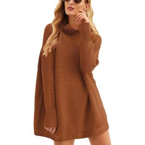 imageANRABESS Women Oversized Casual Loose Turtleneck Long Sleeve Slouchy Baggy Knit Tunic Sweaters Pullover 2025 Fall OutfitsBrown