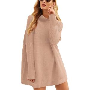 imageANRABESS Women Oversized Casual Loose Turtleneck Long Sleeve Slouchy Baggy Knit Tunic Sweaters Pullover 2025 Fall OutfitsKhaki