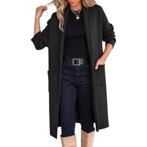 imageANRABESS Womens Cardigan Long Sweater Oversized Open Front Knit Coatigan Duster Coat 2025 Trendy Fall Outfits OuterwearBlack