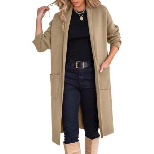 imageANRABESS Womens Cardigan Long Sweater Oversized Open Front Knit Coatigan Duster Coat 2025 Trendy Fall Outfits OuterwearBrown