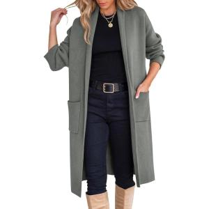 imageANRABESS Womens Cardigan Long Sweater Oversized Open Front Knit Coatigan Duster Coat 2025 Trendy Fall Outfits OuterwearDeep Grey