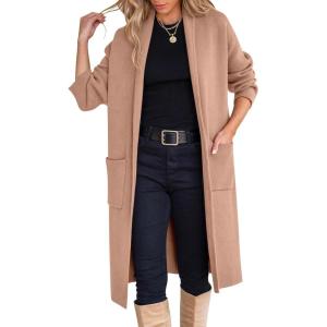 imageANRABESS Womens Cardigan Long Sweater Oversized Open Front Knit Coatigan Duster Coat 2025 Trendy Fall Outfits OuterwearLight Camel