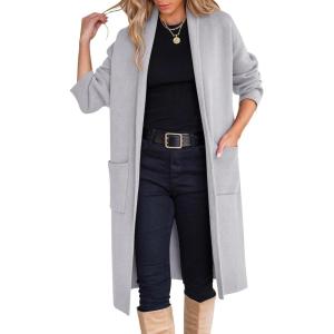 imageANRABESS Womens Cardigan Long Sweater Oversized Open Front Knit Coatigan Duster Coat 2025 Trendy Fall Outfits OuterwearLight Grey