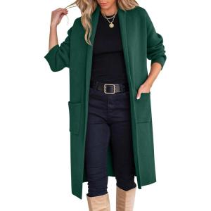 imageANRABESS Womens Cardigan Long Sweater Oversized Open Front Knit Coatigan Duster Coat 2025 Trendy Fall Outfits OuterwearOpal Green