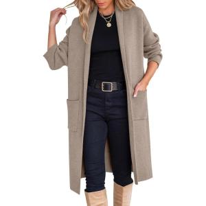imageANRABESS Womens Cardigan Long Sweater Oversized Open Front Knit Coatigan Duster Coat 2025 Trendy Fall Outfits OuterwearRed Khaki