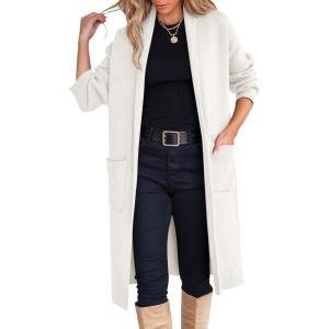 imageANRABESS Womens Cardigan Long Sweater Oversized Open Front Knit Coatigan Duster Coat 2025 Trendy Fall Outfits OuterwearWhite