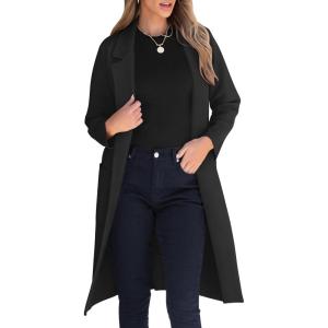 imageANRABESS Womens Cardigan Sweater 2025 Fall Outfits Knitted Lapel Long Coats CoatigansBlack