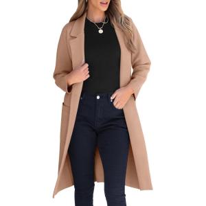 imageANRABESS Womens Cardigan Sweater 2025 Fall Outfits Knitted Lapel Long Coats CoatigansKhaki