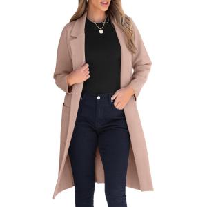 imageANRABESS Womens Cardigan Sweater 2025 Fall Outfits Knitted Lapel Long Coats CoatigansLight Camel