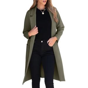 imageANRABESS Womens Cardigan Sweater 2025 Fall Outfits Knitted Lapel Long Coats CoatigansOlive