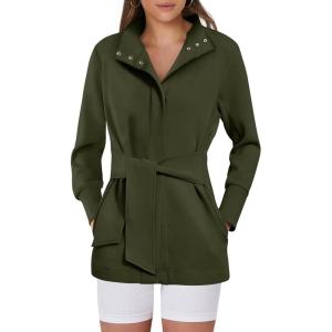 imageANRABESS Womens Jacket Belted Long Sleeve Wrap Trench Coat 2025 Fall Winter Casual Dressy Travel Outerwear with PocketsArmy Green