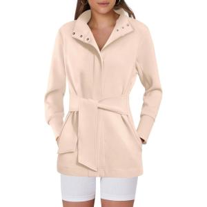 imageANRABESS Womens Jacket Belted Long Sleeve Wrap Trench Coat 2025 Fall Winter Casual Dressy Travel Outerwear with PocketsKhaki