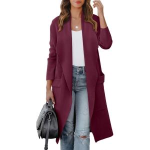 imageANRABESS Womens Long Cardigan Sweater 2025 Fall Fashion Casual Oversized Knit Open Front Coatigan Jacket Coat OutfitsBurgundy