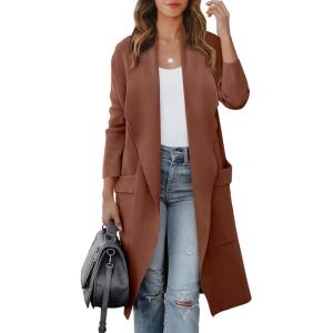 imageANRABESS Womens Long Cardigan Sweater 2025 Fall Fashion Casual Oversized Knit Open Front Coatigan Jacket Coat OutfitsCoffee