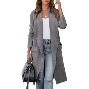 imageANRABESS Womens Long Cardigan Sweater 2025 Fall Fashion Casual Oversized Knit Open Front Coatigan Jacket Coat OutfitsDark Gray