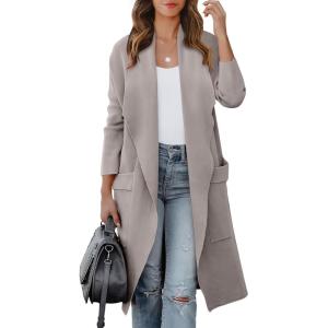 imageANRABESS Womens Long Cardigan Sweater 2025 Fall Fashion Casual Oversized Knit Open Front Coatigan Jacket Coat OutfitsGray Khaki