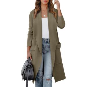 imageANRABESS Womens Long Cardigan Sweater 2025 Fall Fashion Casual Oversized Knit Open Front Coatigan Jacket Coat OutfitsKhaki Brown