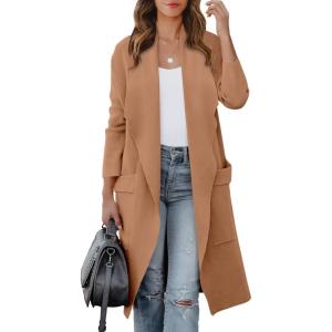imageANRABESS Womens Long Cardigan Sweater 2025 Fall Fashion Casual Oversized Knit Open Front Coatigan Jacket Coat OutfitsKhaki Pink