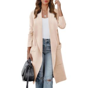 imageANRABESS Womens Long Cardigan Sweater 2025 Fall Fashion Casual Oversized Knit Open Front Coatigan Jacket Coat OutfitsParchment Beige