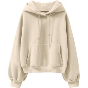 imageANRABESS Womens Oversized Hoodies Lantern sleeve Fleece Sweatshirts 2025 Fall Winter Loose Pullover Preppy ClothesBeige