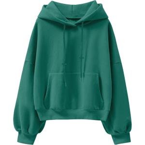 imageANRABESS Womens Oversized Hoodies Lantern sleeve Fleece Sweatshirts 2025 Fall Winter Loose Pullover Preppy ClothesGreen