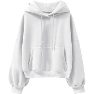 imageANRABESS Womens Oversized Hoodies Lantern sleeve Fleece Sweatshirts 2025 Fall Winter Loose Pullover Preppy ClothesWhite