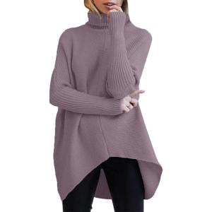 imageANRABESS Womens Oversized Turtleneck Batwing Long Sleeve Casual Cozy Baggy Knit Pullover Tunic Sweater 2025 Fall OutfitsDark Purple