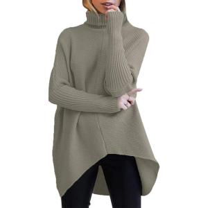 imageANRABESS Womens Oversized Turtleneck Batwing Long Sleeve Casual Cozy Baggy Knit Pullover Tunic Sweater 2025 Fall OutfitsGray Coffee