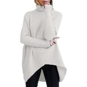 imageANRABESS Womens Oversized Turtleneck Batwing Long Sleeve Casual Cozy Baggy Knit Pullover Tunic Sweater 2025 Fall OutfitsGrey