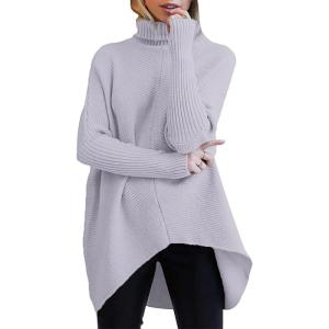 imageANRABESS Womens Oversized Turtleneck Batwing Long Sleeve Casual Cozy Baggy Knit Pullover Tunic Sweater 2025 Fall OutfitsLavender
