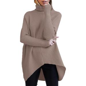 imageANRABESS Womens Oversized Turtleneck Batwing Long Sleeve Casual Cozy Baggy Knit Pullover Tunic Sweater 2025 Fall OutfitsMutmeg