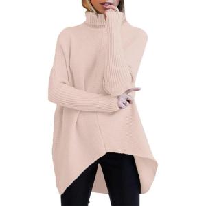 imageANRABESS Womens Oversized Turtleneck Batwing Long Sleeve Casual Cozy Baggy Knit Pullover Tunic Sweater 2025 Fall OutfitsPink