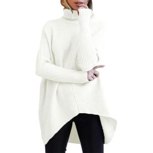 imageANRABESS Womens Oversized Turtleneck Batwing Long Sleeve Casual Cozy Baggy Knit Pullover Tunic Sweater 2025 Fall OutfitsWhite