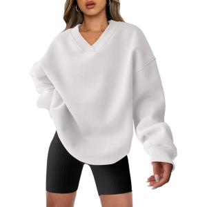 imageANRABESS Womens Oversized V Neck Sweatshirt Fleece Long Sleeve Hoodies Pullover Comfy Top Outfits 2025 Teen Preppy ClothesWhite