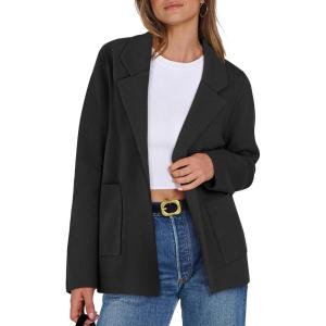 imageANRABESS Womens Sweater Blazer 2025 Fall Cardigan Chunky Knit Jacket CoatsBlack