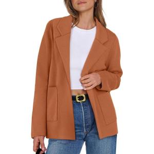 imageANRABESS Womens Sweater Blazer 2025 Fall Cardigan Chunky Knit Jacket CoatsCaramel